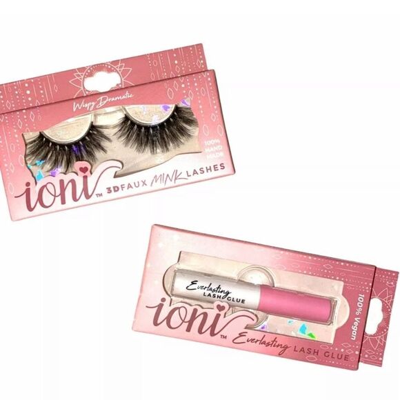 NEW Ioni 3D Faux Mink Lashes Wispy Full Dramatic & Eyelash Glue - Picture 3 of 5